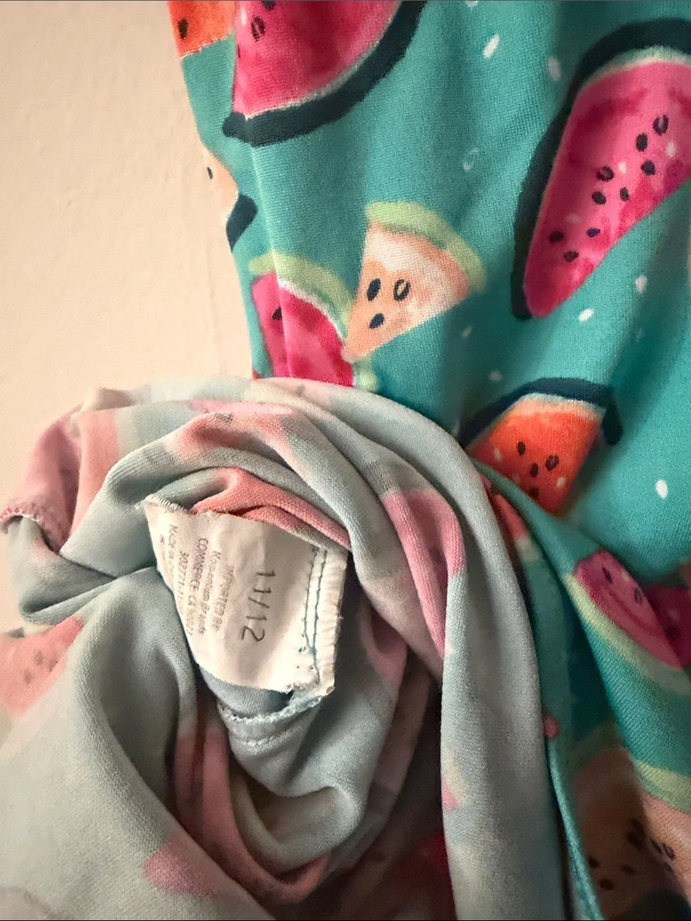Source Unknown Kids One-Piece Swimsuit - Aqua with Multicolor Watermelon Print
